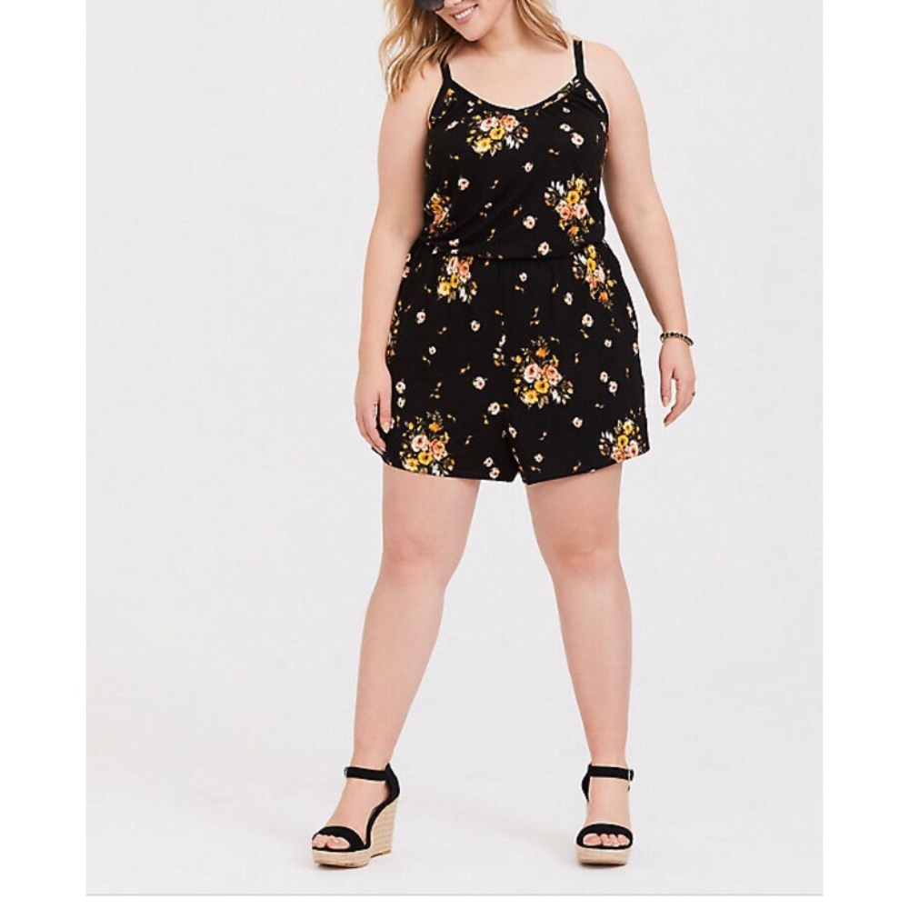 Torrid - Black Flower Cami Romper